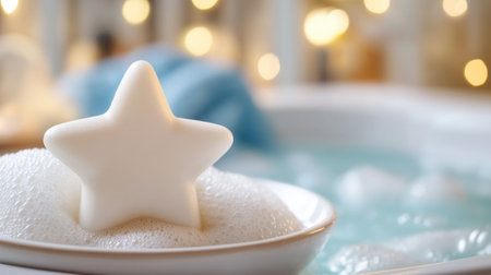 A soap star in a bowl of bubbles with water, AIの素材