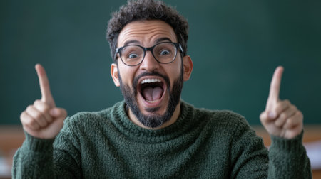 A man with glasses and beard making a point, AIの素材