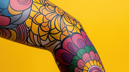A colorful arm with a tattoo on its forearm, AIの素材