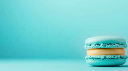 A close up of a blue and yellow macaron sitting on top of each other, AIの素材