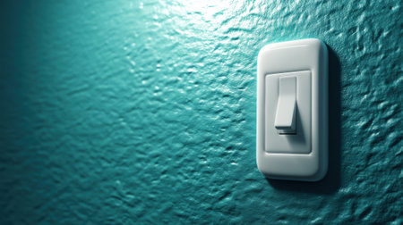 A light switch on a wall with blue paint, AIの素材
