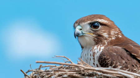 A close up of a bird sitting on top of some branches, AIの素材