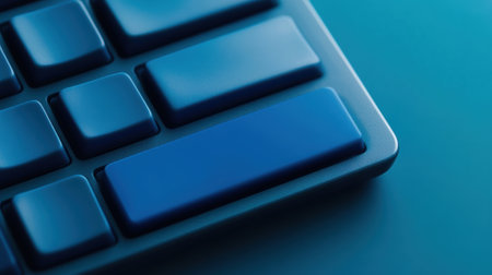 A close up of a blue keyboard with the backlight on, AIの素材
