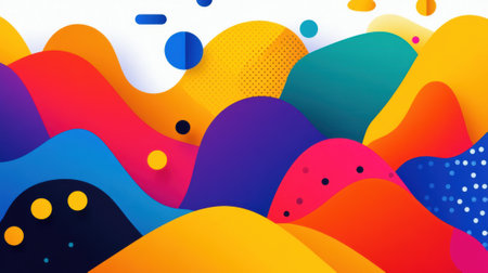 A colorful abstract background with shapes and dots, AIの素材