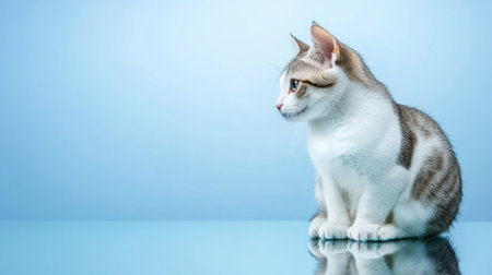 A small cat sitting on a table looking at the camera, AIの素材
