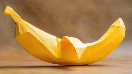 A banana made of paper is sitting on a table, AIの素材