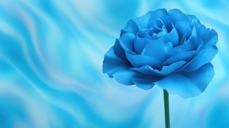 Blue Rose Against a Soft, Dreamy Blue Background, AIの素材