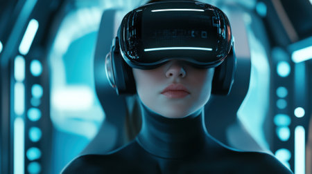 Futuristic Virtual Reality Experience with Immersive Technology, AIの素材