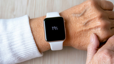 A person is holding an apple watch on their wrist, AIの素材