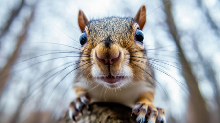 A close up of a squirrel with its mouth open on top of something, AIの素材