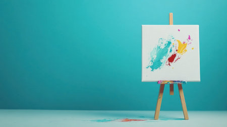 A small easel with a painting on it and some paint, AIの素材
