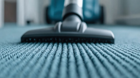 Vacuum Cleaner on Blue Carpet in Modern Home Interior Setting, AIの素材