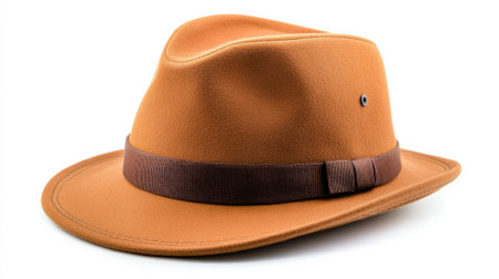 Classic Brown Fedora Hat with Ribbon Band, AIの素材