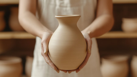 Handcrafted Clay Vase in Artisans Workshop, AIの素材