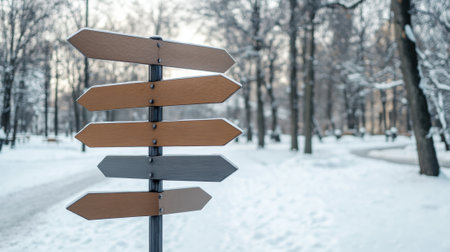 Winter Park Signpost with Blank Directional Arrows, AIの素材
