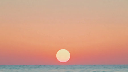 Sunset Over Tranquil Ocean Horizon, AIの素材