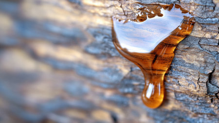 Golden Tree Sap Oozing from Bark, AIの素材