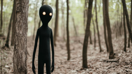 Mysterious Shadowy Figure in a Forest, AIの素材