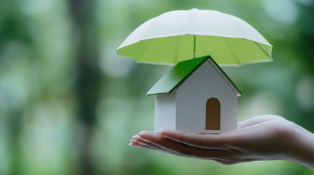 House Protection Concept with Umbrella, AIの素材