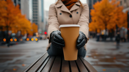 Autumn Coffee Break in the City, AIの素材
