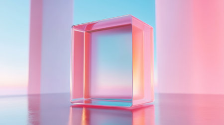 Geometric Glass Sculpture with Pastel Gradient, AIの素材