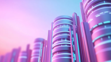 Futuristic Neon Cityscape at Dusk, AIの素材