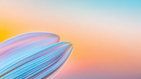 Close-up of delicate flower petals against a vibrant sunset sky, AIの素材