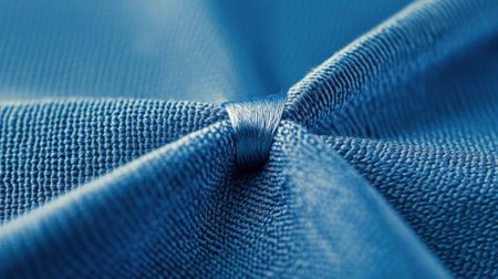 Close-up of blue fabric with intricate folds and texture, AIの素材