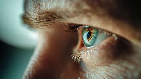 Close-up of a persons eye with intricate details and vibrant colors, AIの素材