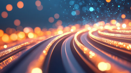 Glowing fiber optic cables create a mesmerizing display of light and color, AIの素材