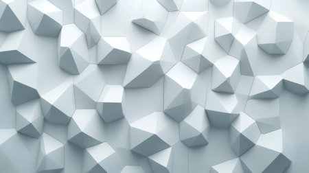 Geometric white 3D shapes create a modern, abstract pattern on a textured surface, AIの素材