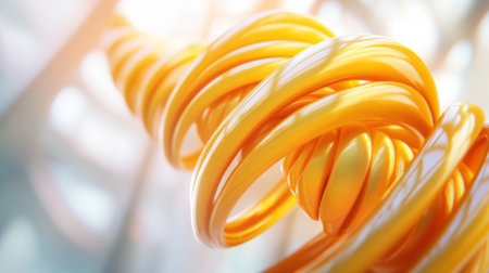 Golden spiral sculpture with a modern, abstract design, AIの素材