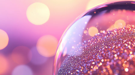 Glittering sphere with pink and purple bokeh creates a dreamy, magical atmosphere, AIの素材