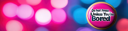 Bright bokeh lights with a playful button urging action when bored, AIの素材