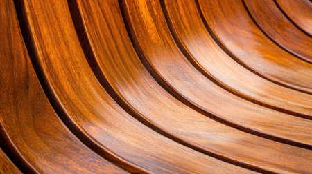 Curved wooden slats create a mesmerizing pattern with rich, warm tones, AIの素材