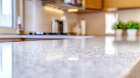 Sleek kitchen countertop with a modern, minimalist design, AIの素材