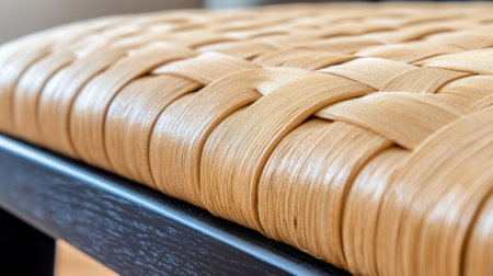 Woven seat detail showcasing intricate craftsmanship and natural materials, AIの素材