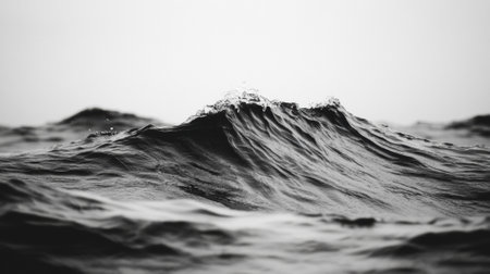 Majestic ocean wave captured in monochrome, showcasing natures raw power, AIの素材