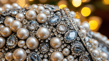 Luxurious pearl and crystal embellishments create an opulent and dazzling display, AIの素材