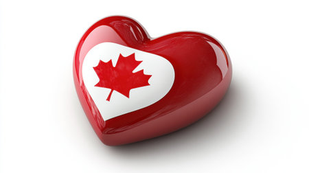 Heart-shaped Canadian flag symbolizing love for Canada, AIの素材