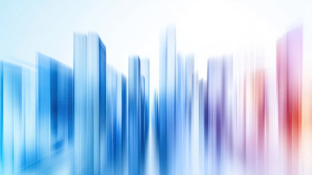 Abstract cityscape with vibrant blue and pink hues creates a dynamic, futuristic feel, AIの素材