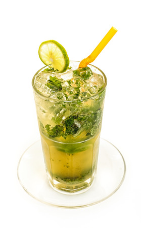 Glass of alcogolic cocktail isolated on whiteの写真素材