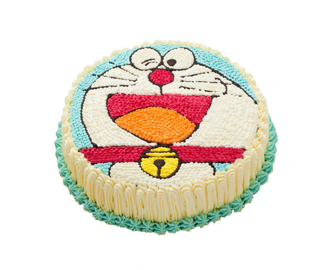 Decorated cake isolated on whiteの写真素材