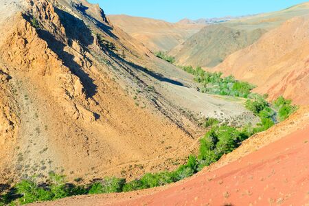 Color soil of mercury deposits in Altai in Chagan-Ouzun place