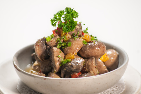 Fried mushrooms with vegetablesの写真素材