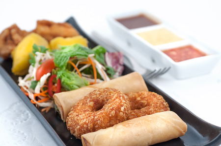 Set of Thai traditional appetizers isolated on whiteの写真素材