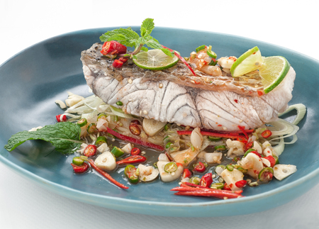 Dishes of Thailand and China international cuisine isolated on whiteの写真素材