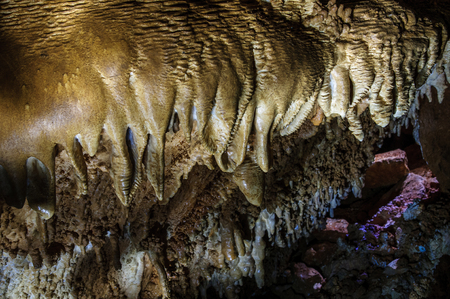 Wonderful stone formations inside a cave undergroundの写真素材