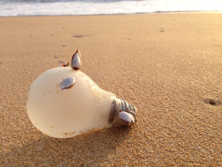 Ligth bulb on the beachの素材