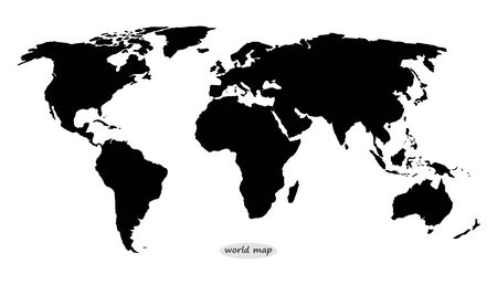 World  map in black on a white backgroundのイラスト素材